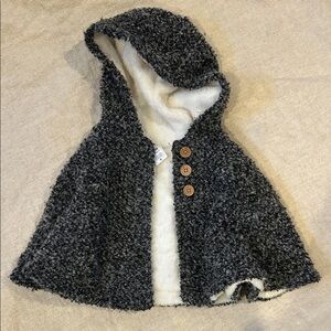 Cozy Black and White Baby Hooded Jacket/Cape